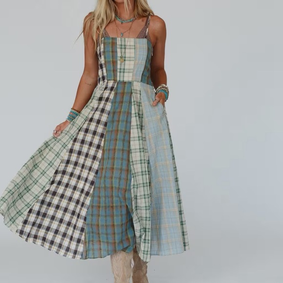 Three Bird Nest Western Charm Checkered Dress - Picture 6 of 10